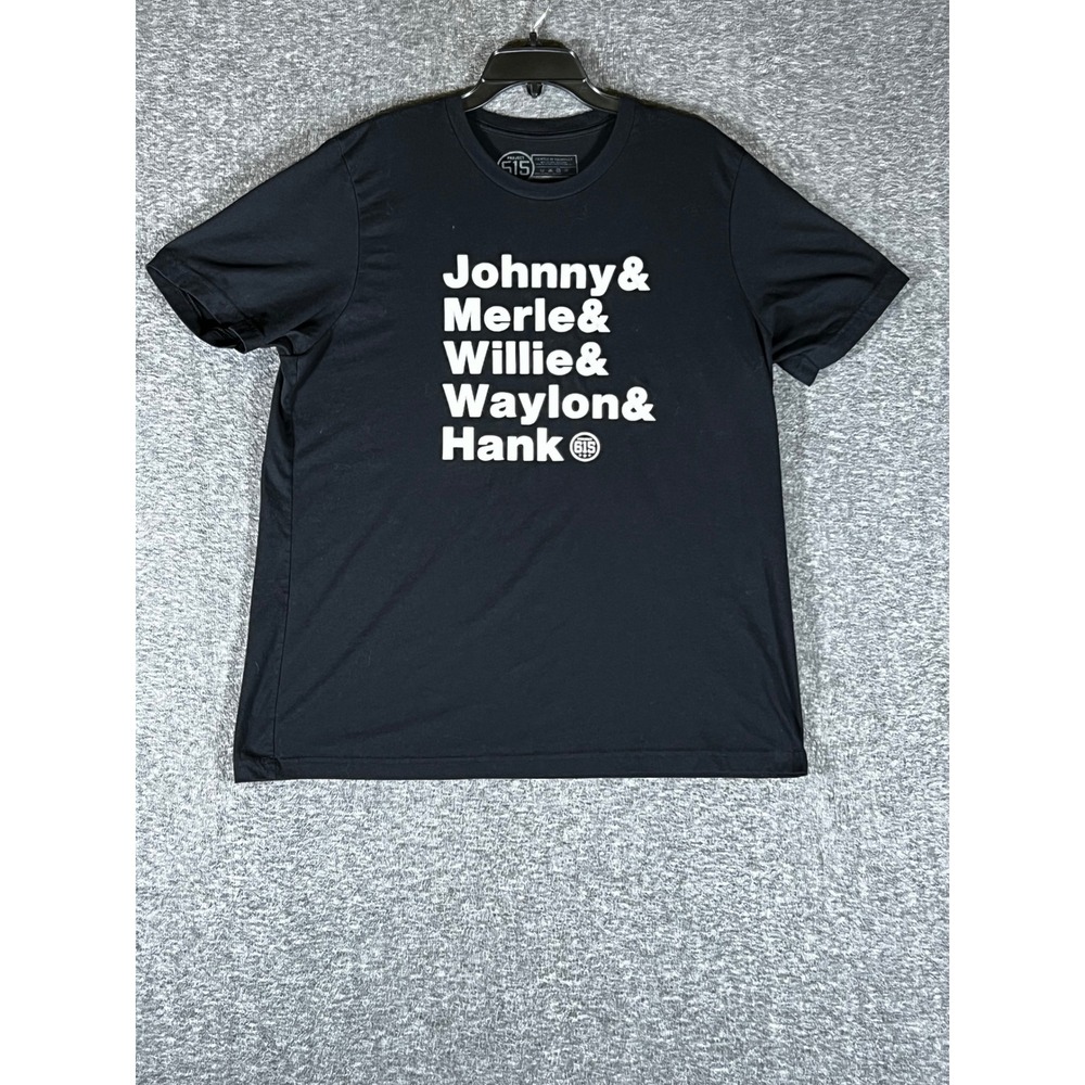Project 615 Mens Outlaw Country Legends Graphic T-Shirt Black XL Johnny & Willie